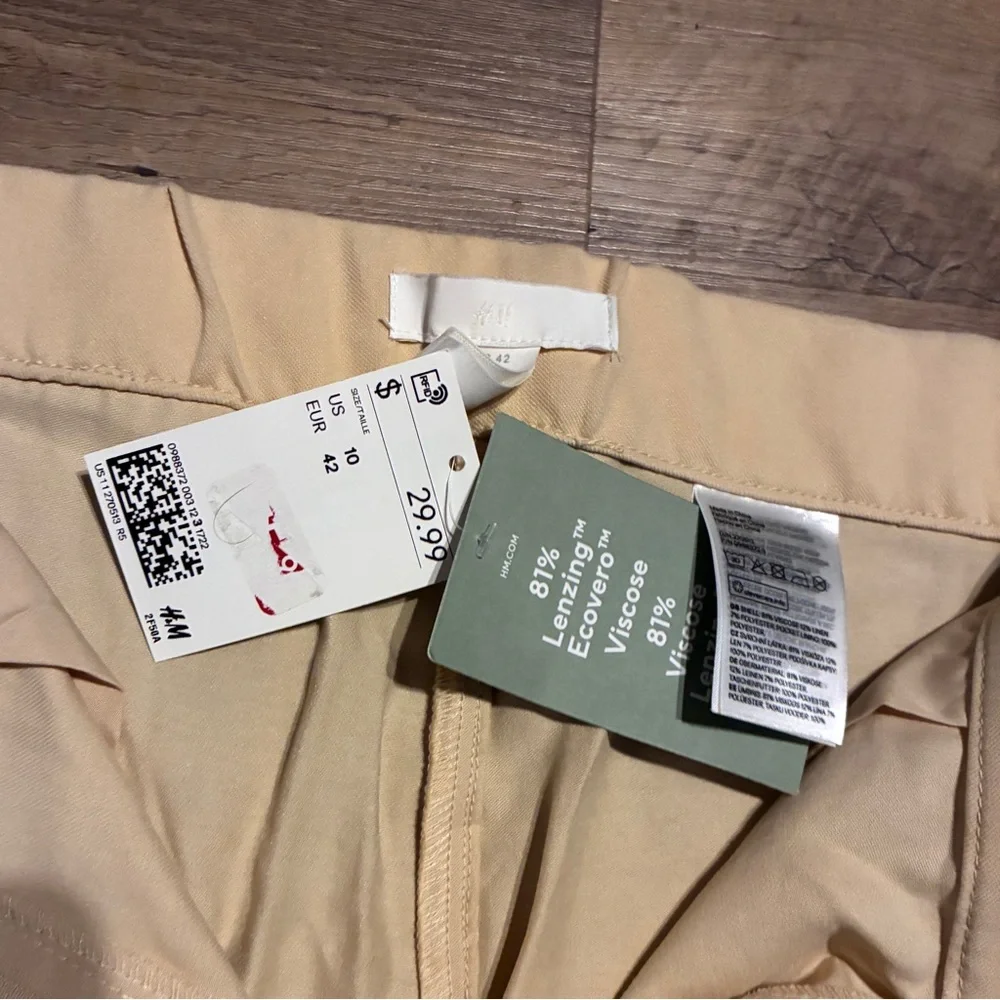 H&M Beige Straight-Cut Wide Leg Trousers